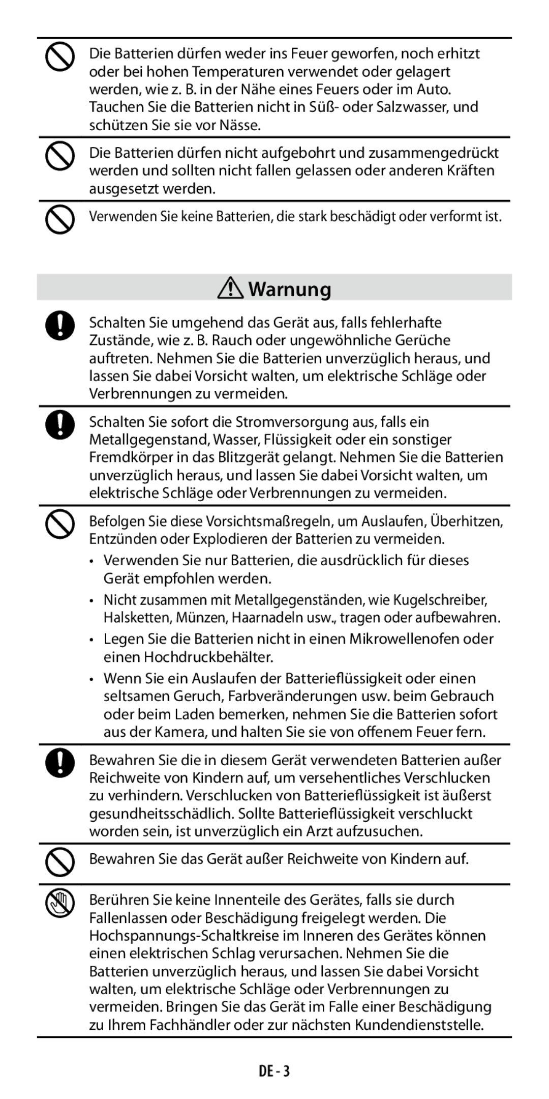 Ricoh GF-1 instruction manual Warnung 