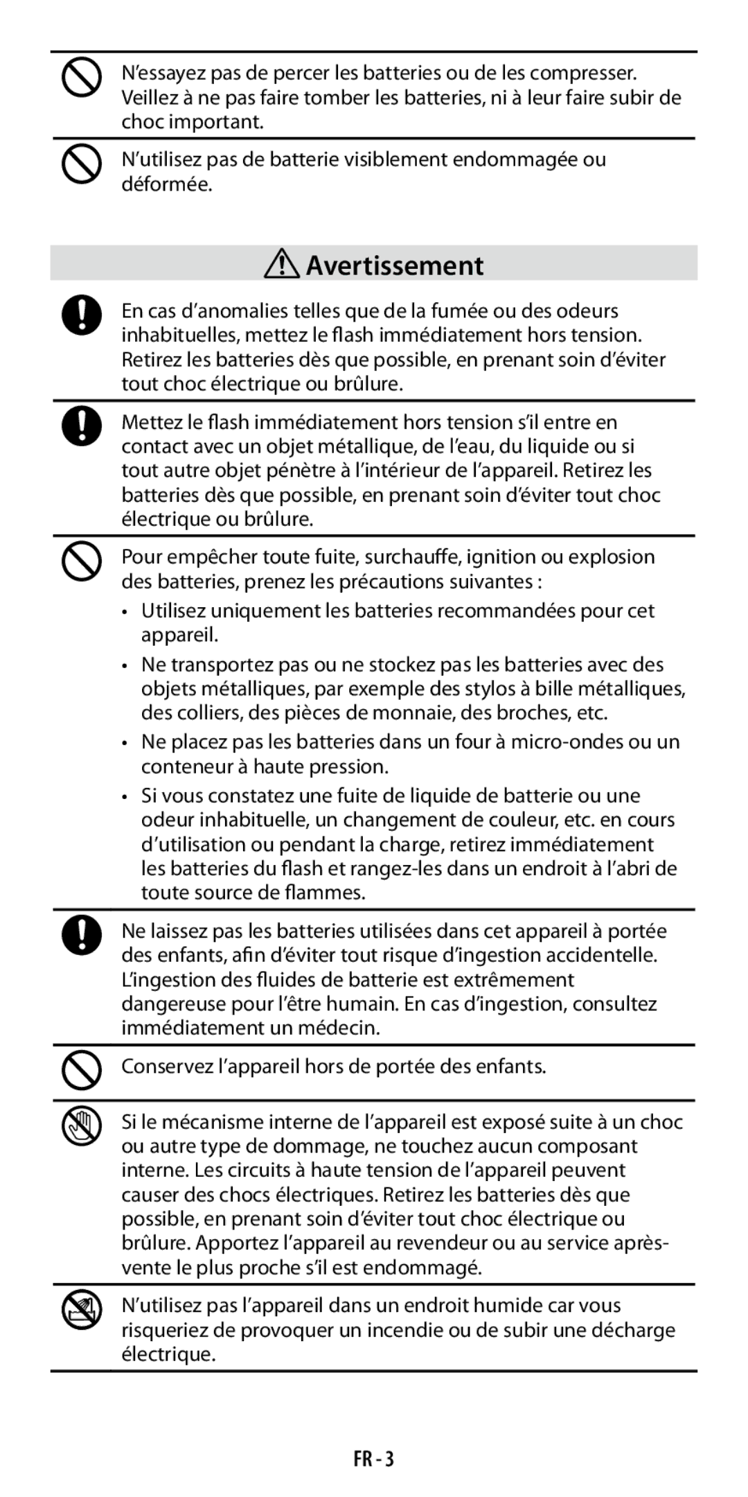 Ricoh GF-1 instruction manual Avertissement 