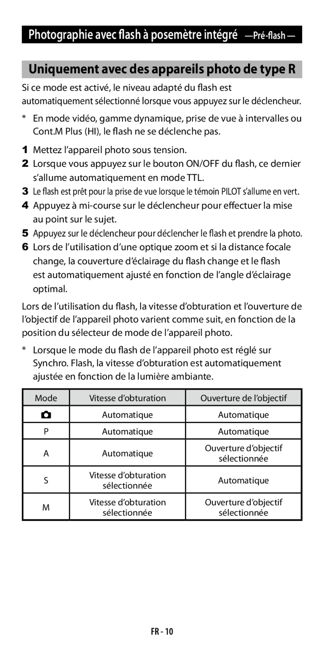 Ricoh GF-1 instruction manual Uniquement avec des appareils photo de type R 