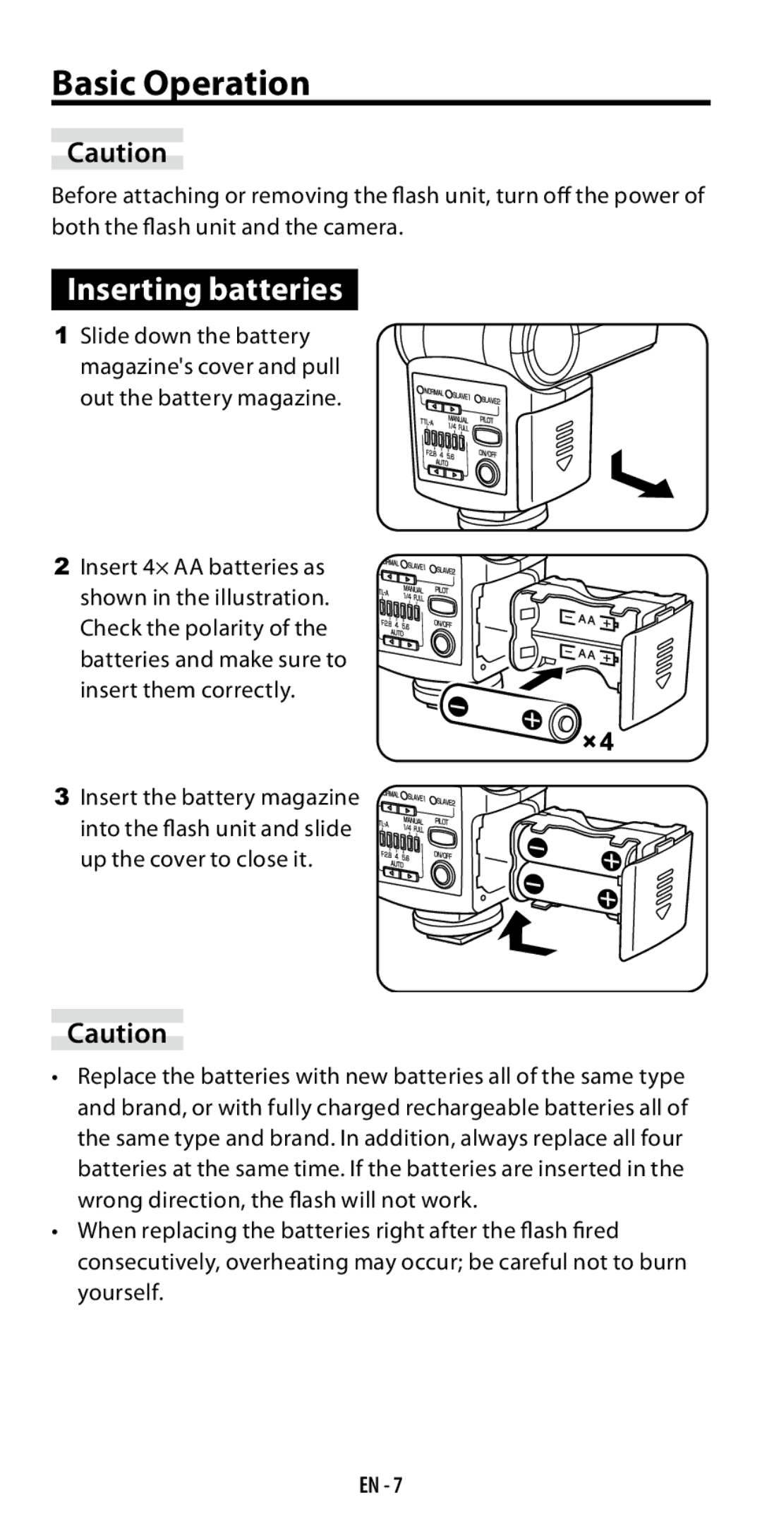 Ricoh GF-1 instruction manual Basic Operation, Inserting batteries 