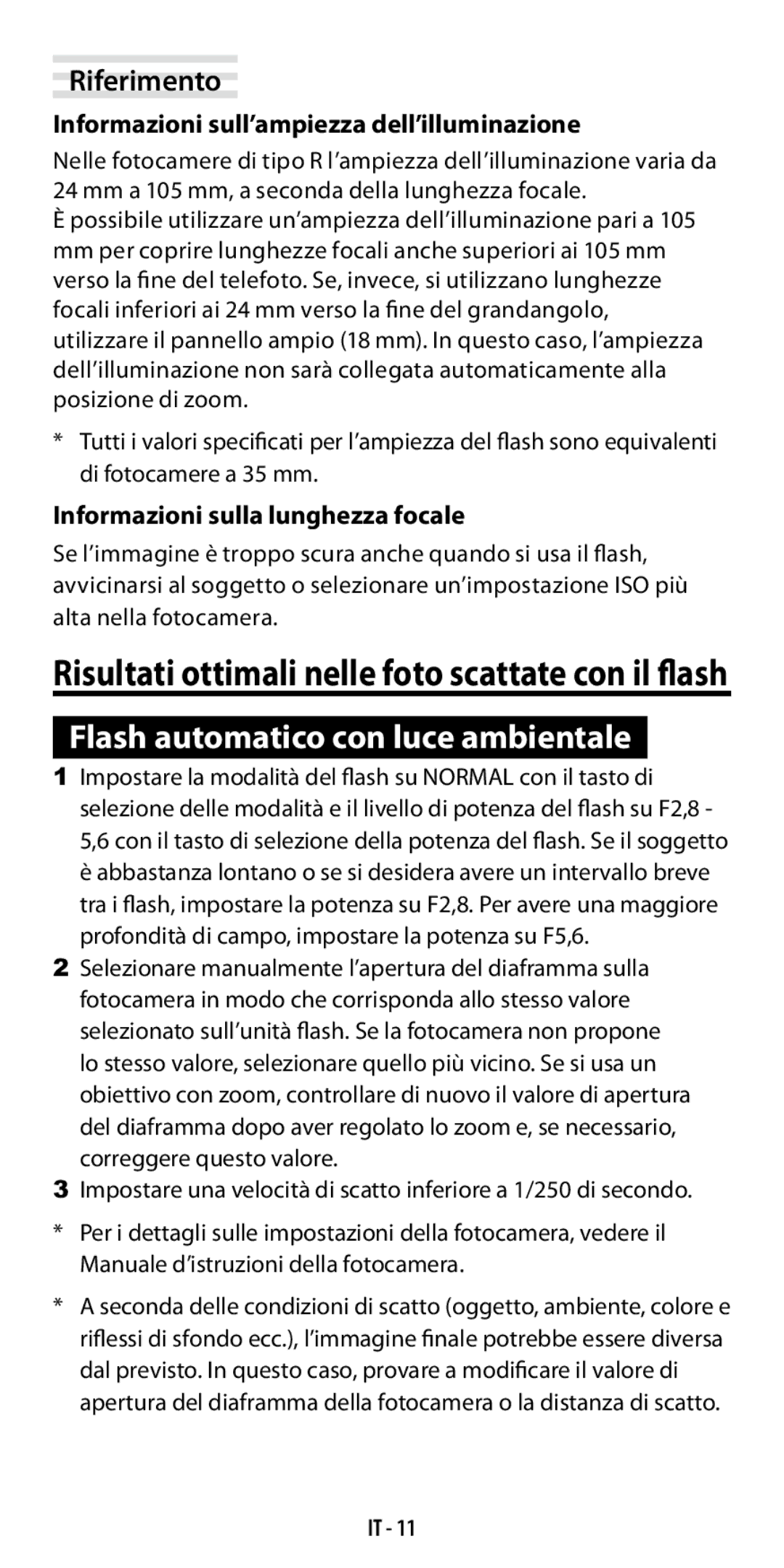 Ricoh GF-1 Risultati ottimali nelle foto scattate con il flash, Flash automatico con luce ambientale, Riferimento 