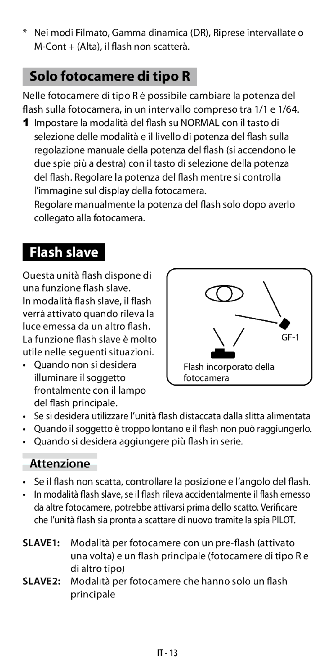 Ricoh GF-1 instruction manual Flash slave 