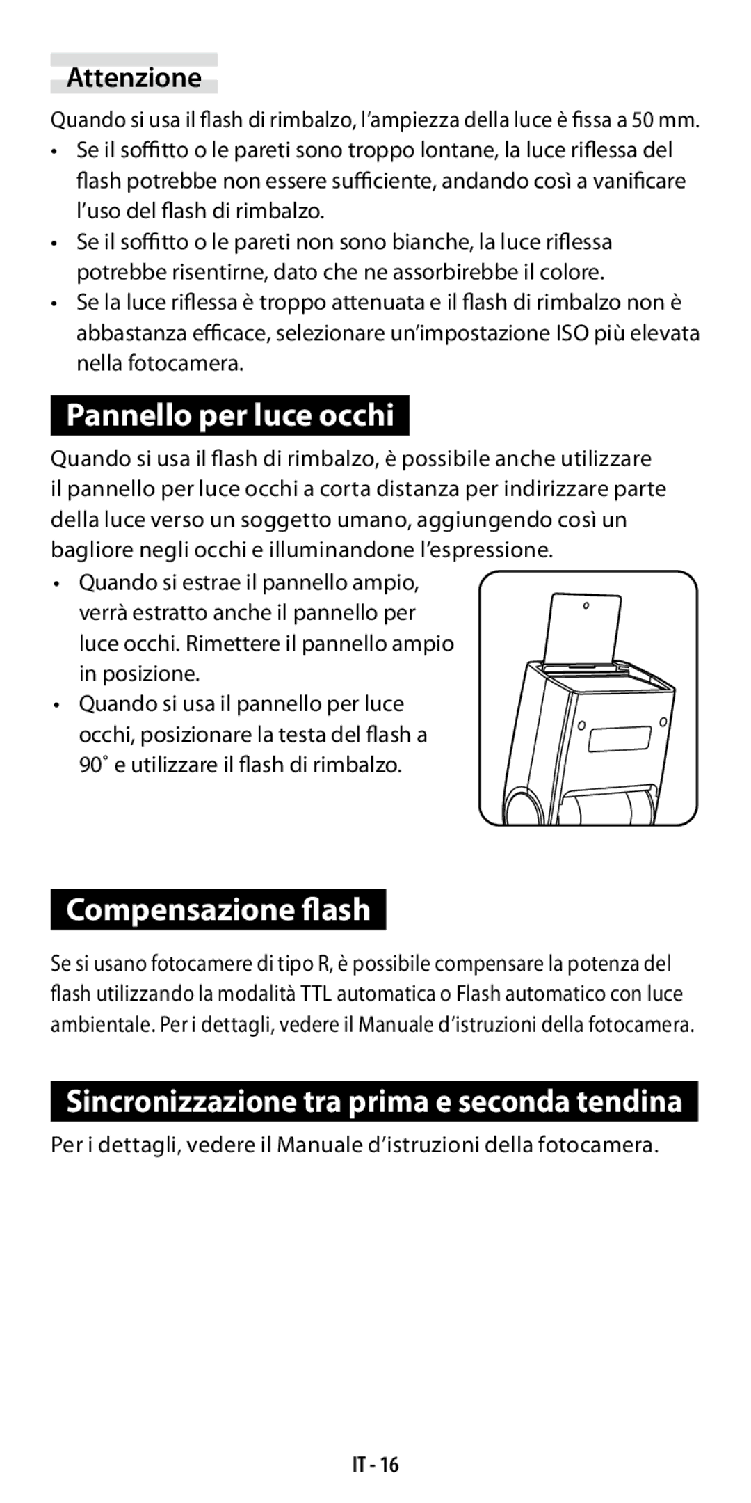 Ricoh GF-1 instruction manual Pannello per luce occhi, Compensazione flash 