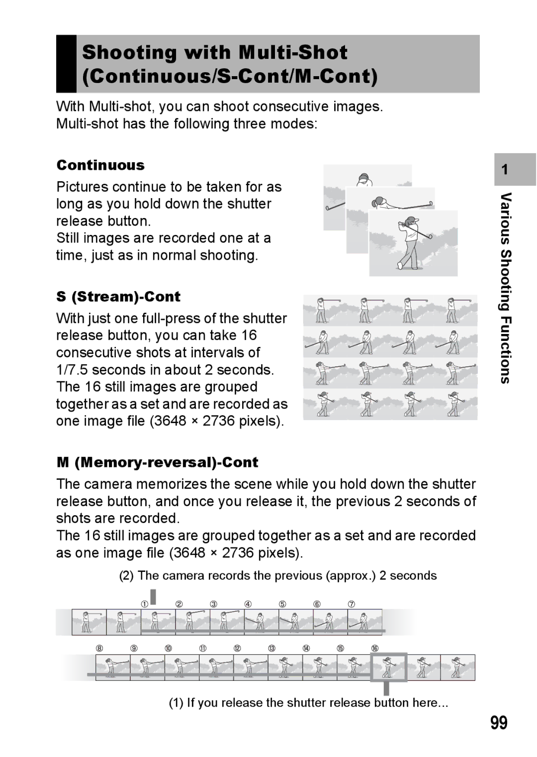 Ricoh GR Digital II manual Continuous, Stream-Cont, Memory-reversal-Cont 