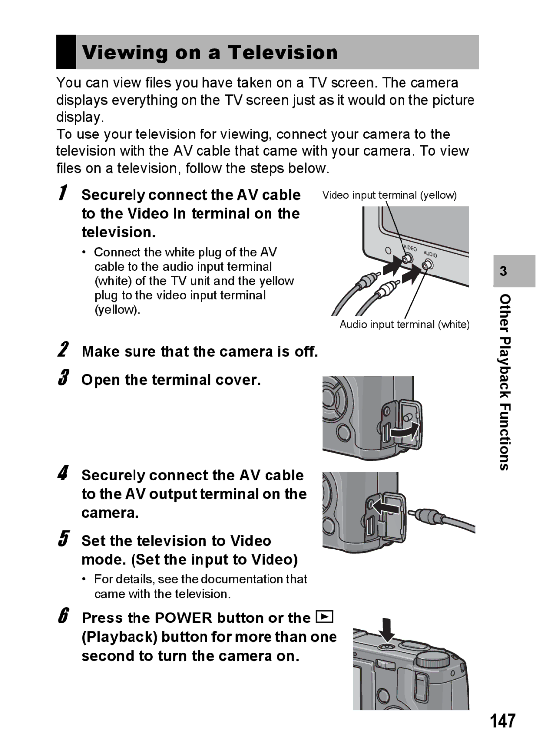 Ricoh GR Digital II manual Viewing on a Television, 147 