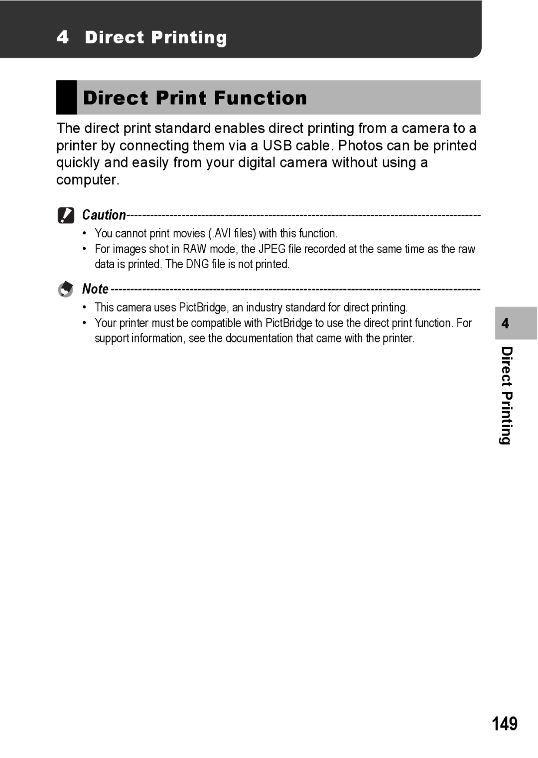 Ricoh GR Digital II manual Direct Print Function, 149, Direct Printing 