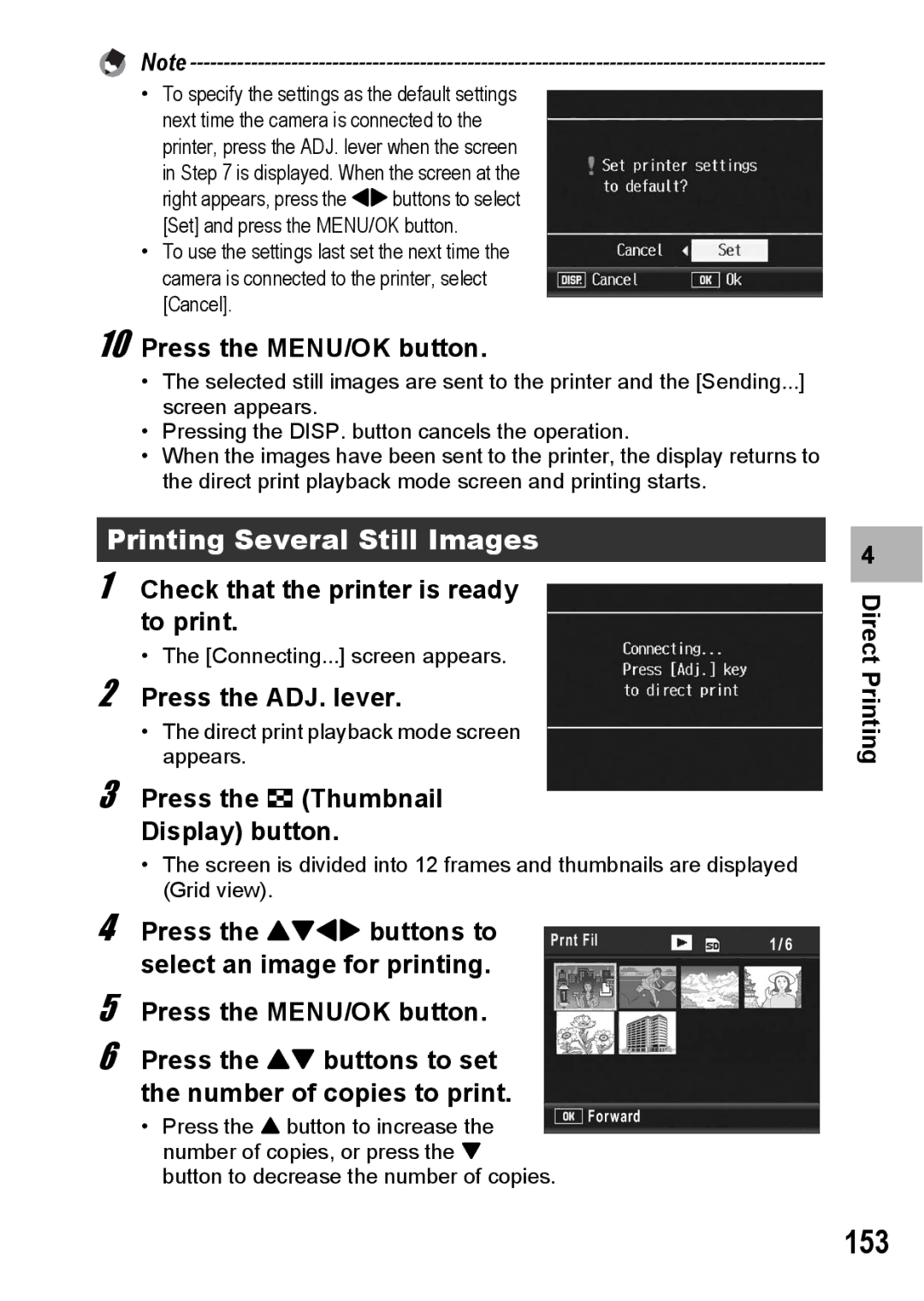 Ricoh GR Digital II manual 153, Printing Several Still Images, Press the 9 Thumbnail Display button 