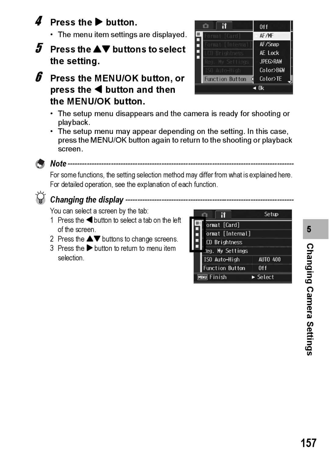 Ricoh GR Digital II manual 157, Changing the display 