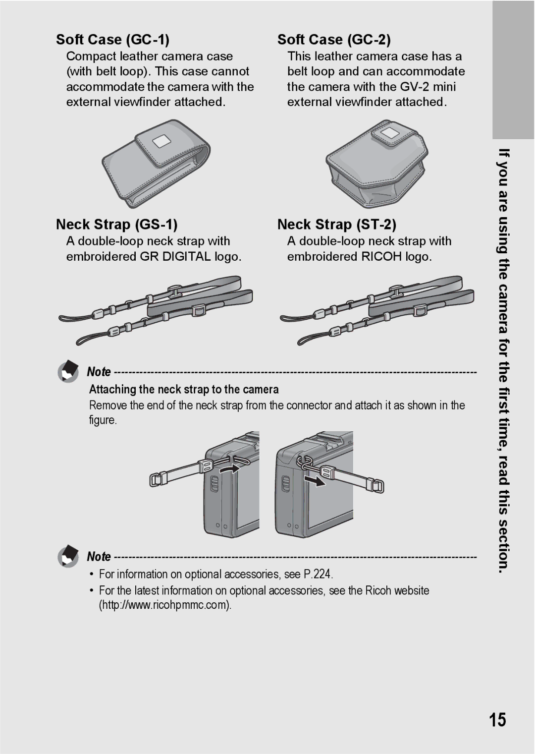 Ricoh GR Digital II manual Soft Case GC-1, Neck Strap GS-1 Soft Case GC-2, Neck Strap ST-2 If you are 