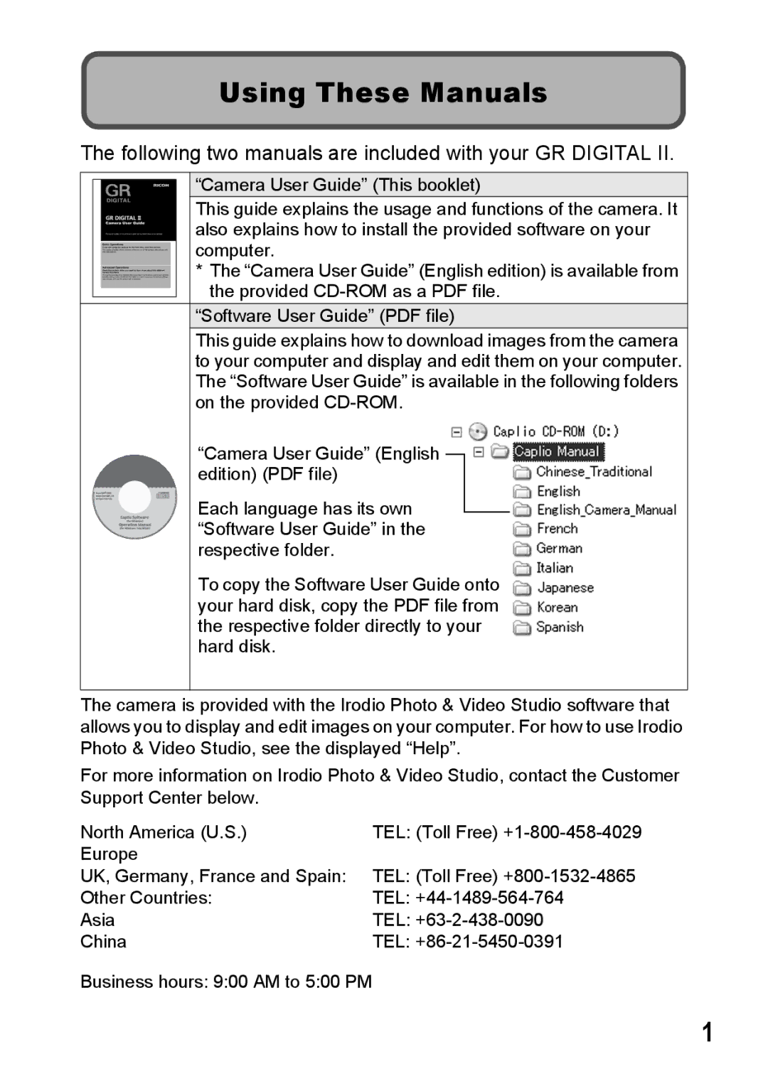 Ricoh GR Digital II Using These Manuals, Following two manuals are included with your GR Digital 