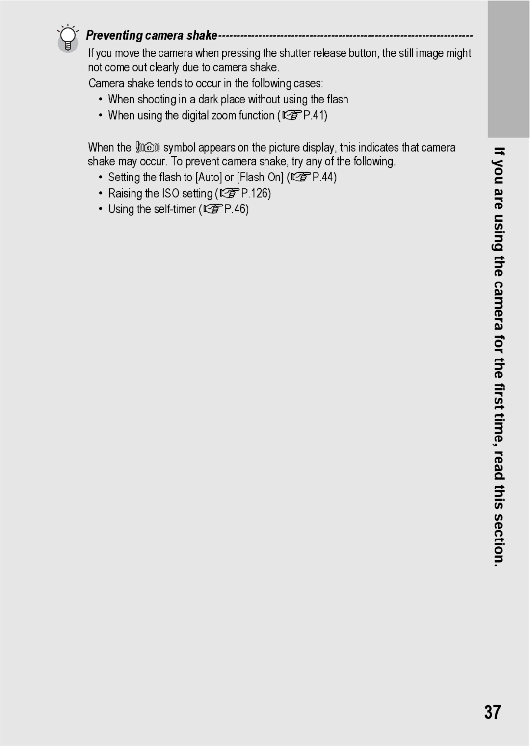 Ricoh GR Digital II manual Preventing camera shake 