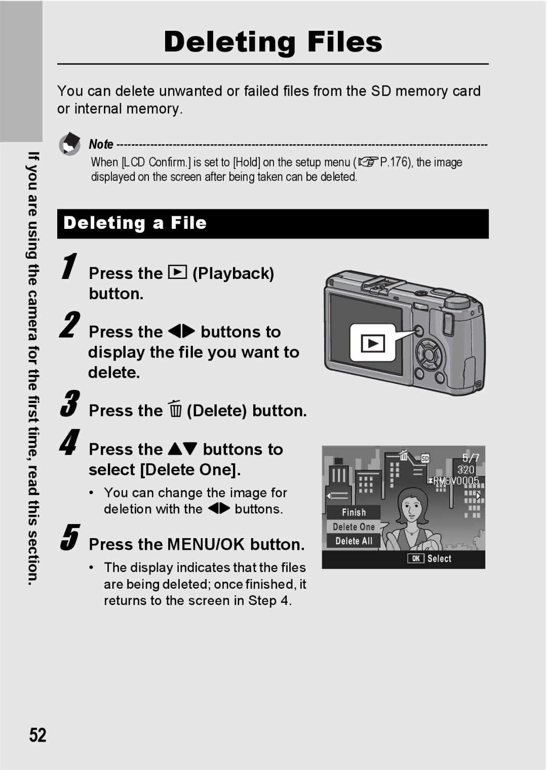 Ricoh GR Digital II manual Deleting Files, Deleting a File 