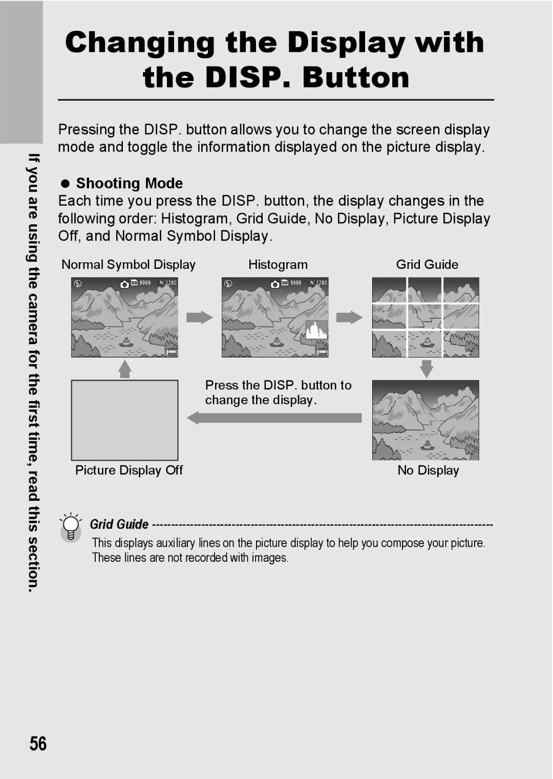 Ricoh GR Digital II manual Changing the Display with DISP. Button, Shooting Mode 