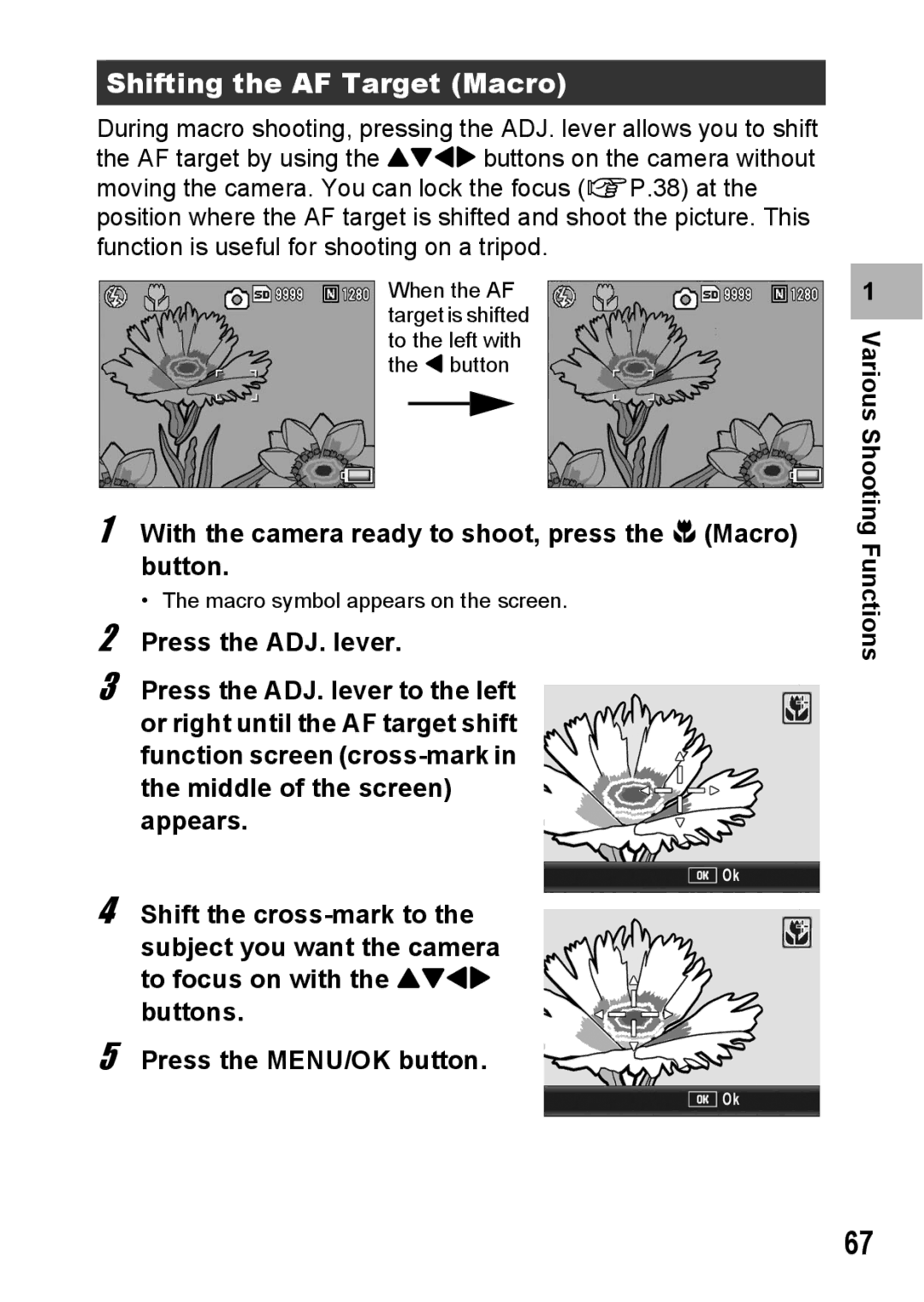 Ricoh GR Digital II manual With the camera ready to shoot, press the N Macro, Button 