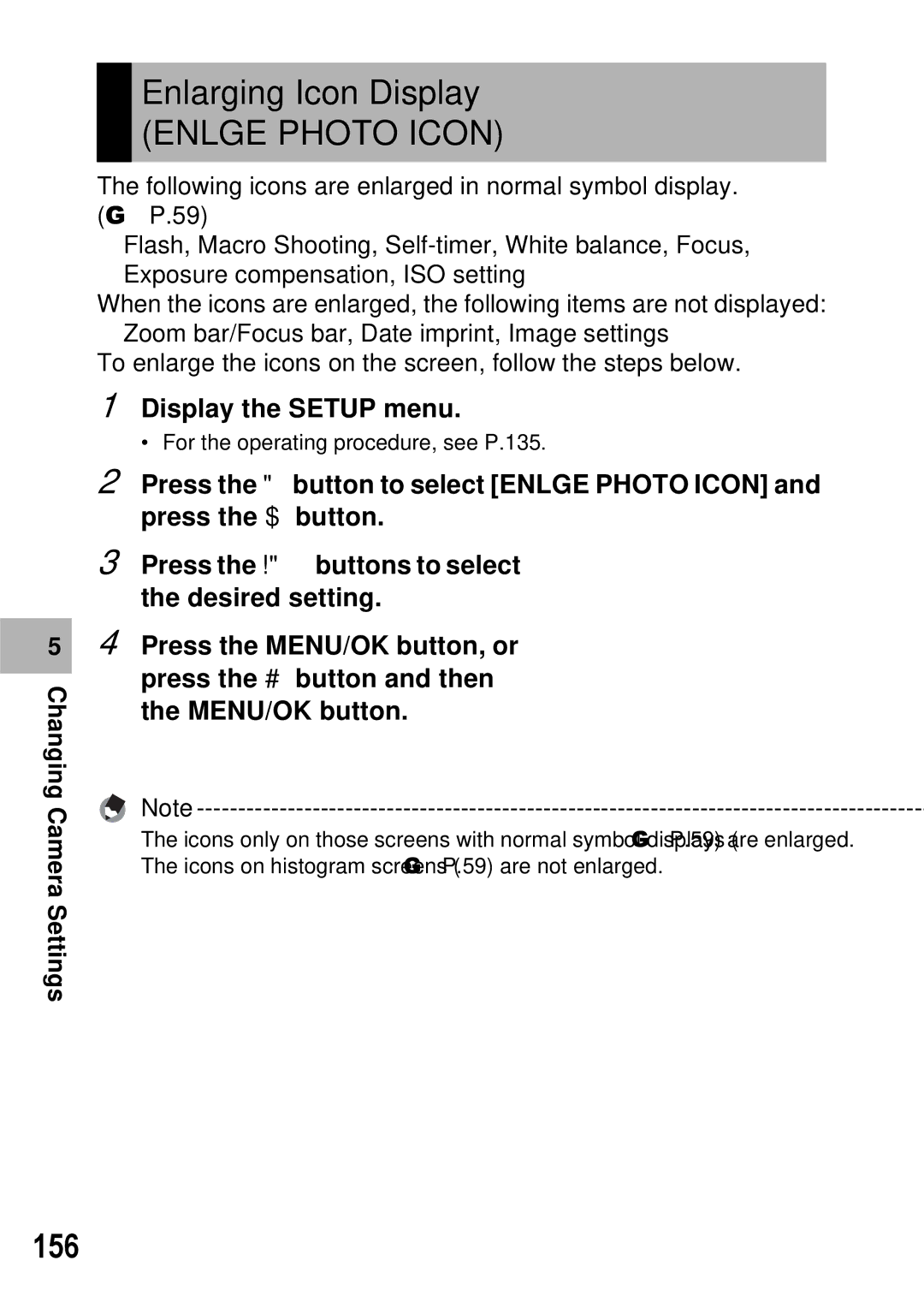 Ricoh GX100 VF manual Enlarging Icon Display, Enlge Photo Icon, 156 