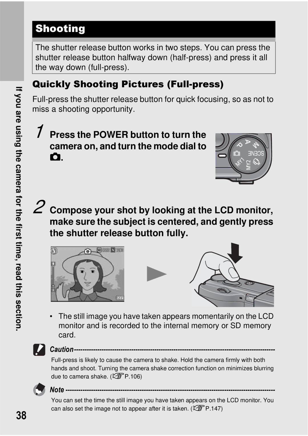 Ricoh GX100 VF manual Quickly Shooting Pictures Full-press 