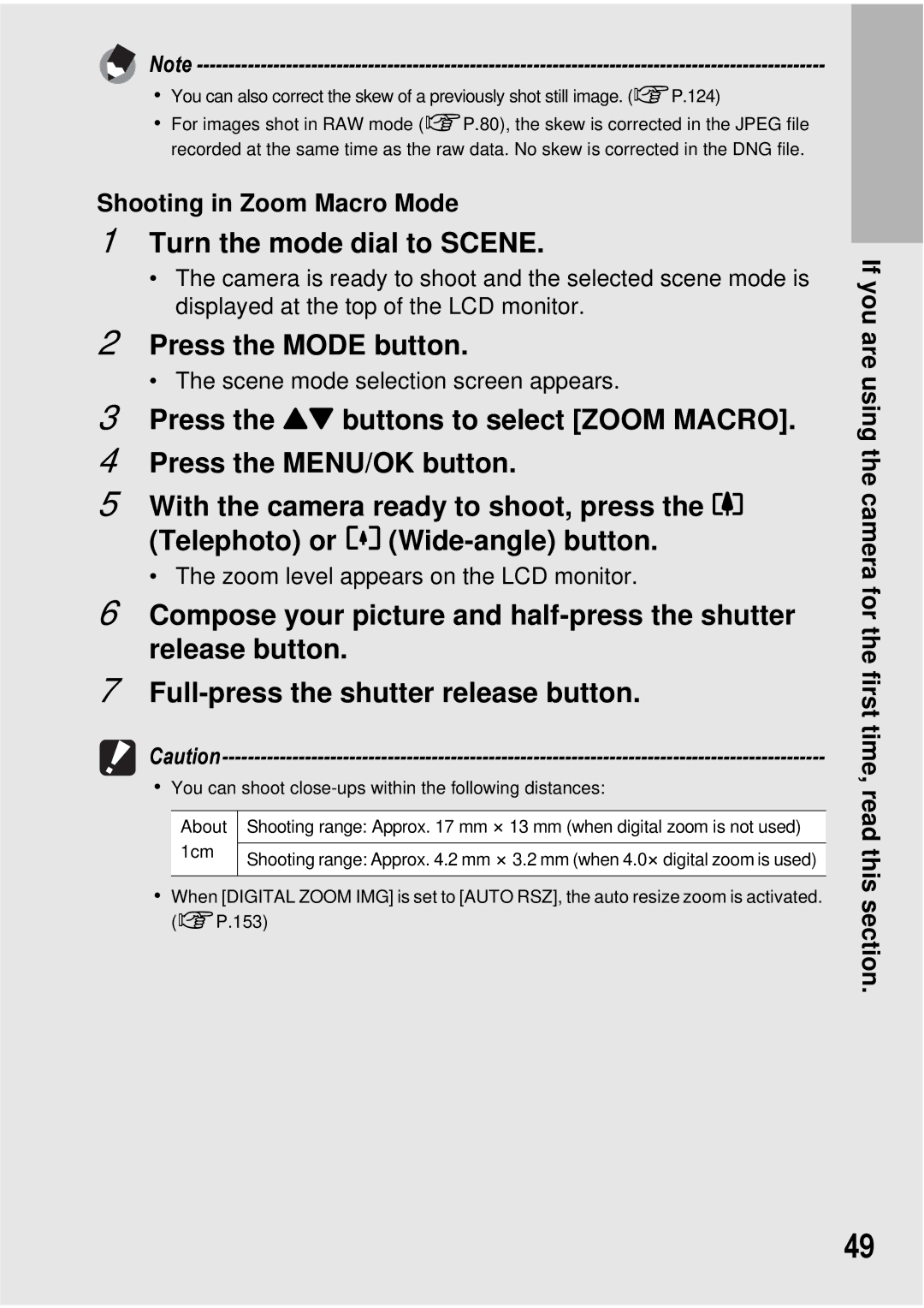 Ricoh GX100 VF manual Shooting in Zoom Macro Mode 