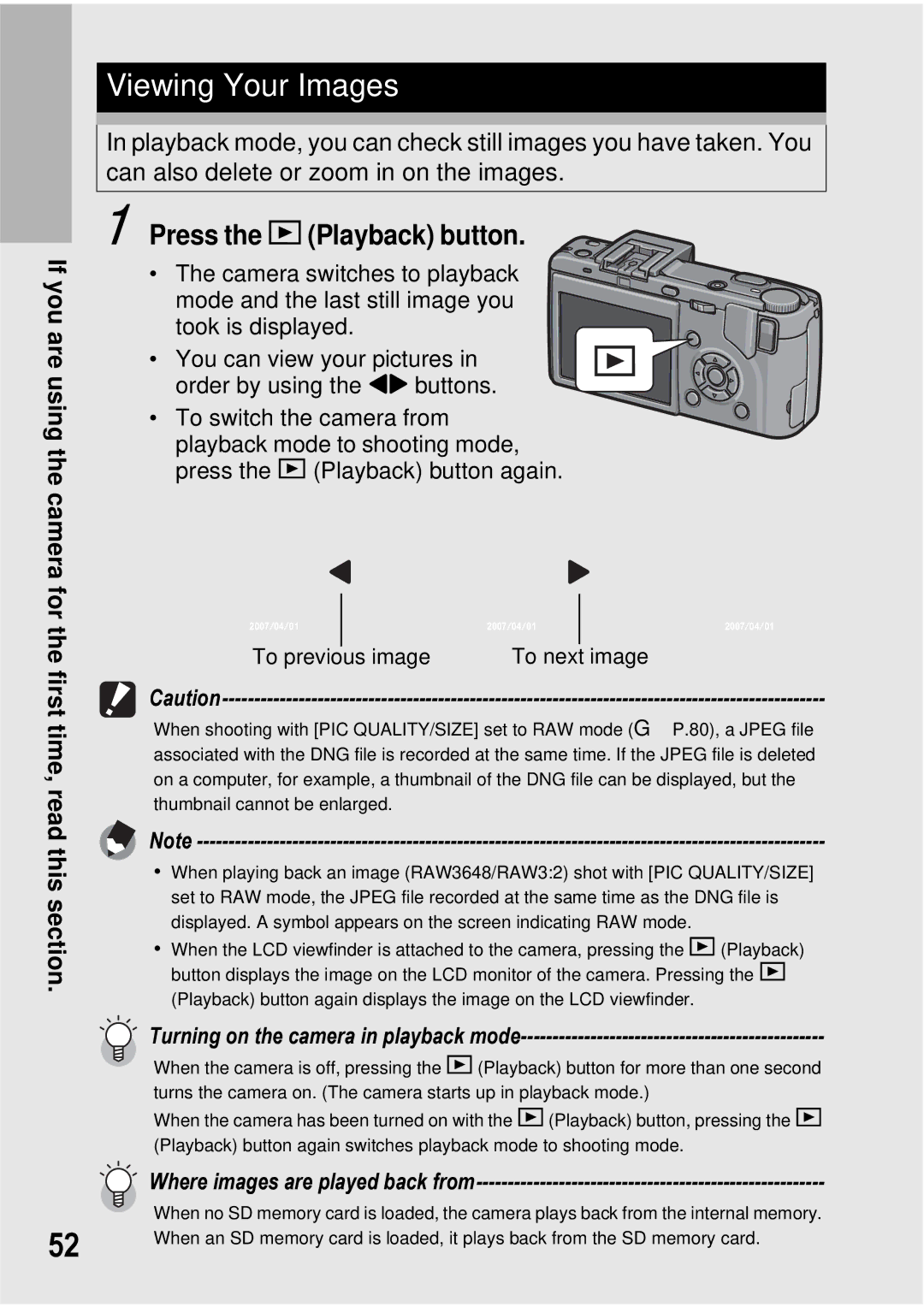 Ricoh GX100 VF manual Viewing Your Images, Press the 6Playback button 