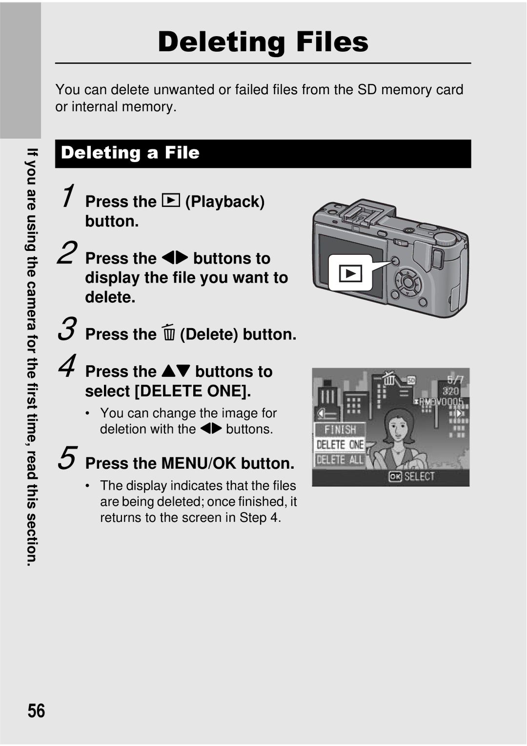 Ricoh GX100 VF manual Deleting Files, Deleting a File 