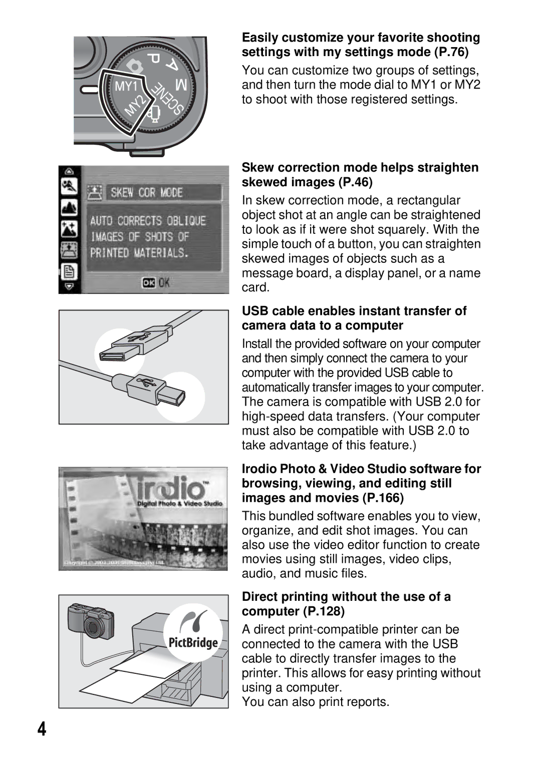 Ricoh GX100 VF manual Skew correction mode helps straighten skewed images P.46 