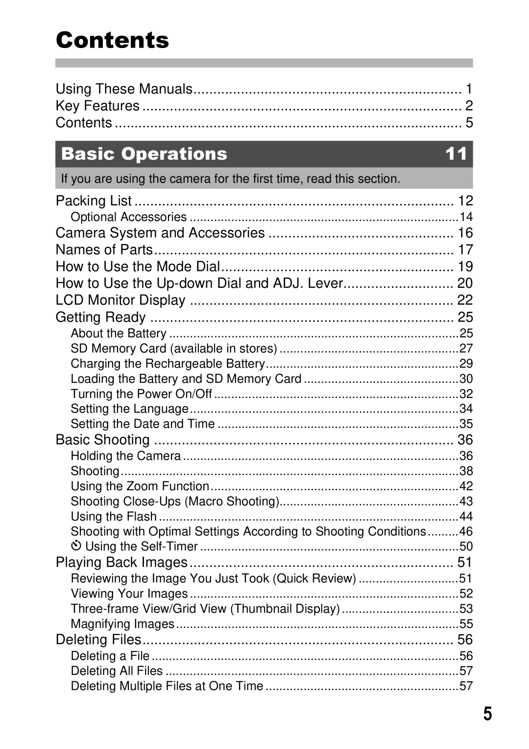 Ricoh GX100 VF manual Contents 