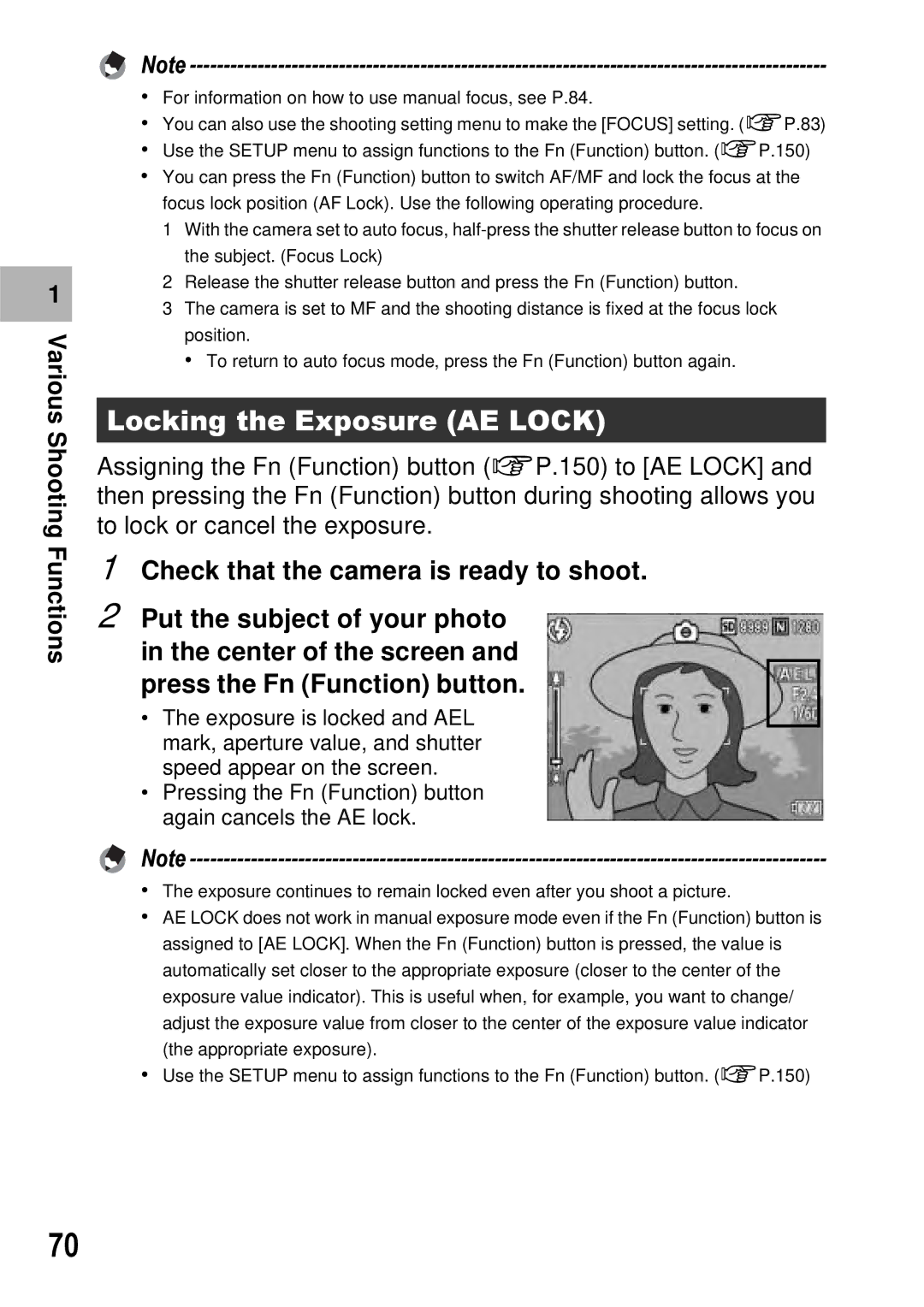 Ricoh GX100 VF manual Locking the Exposure AE Lock 