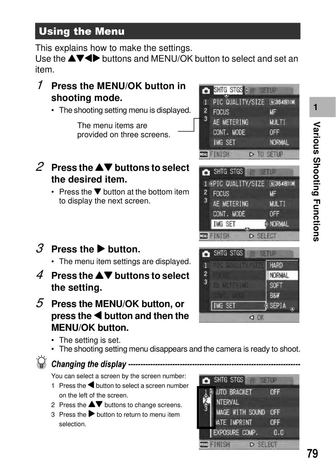 Ricoh GX100 VF manual Various Shooting Functions 