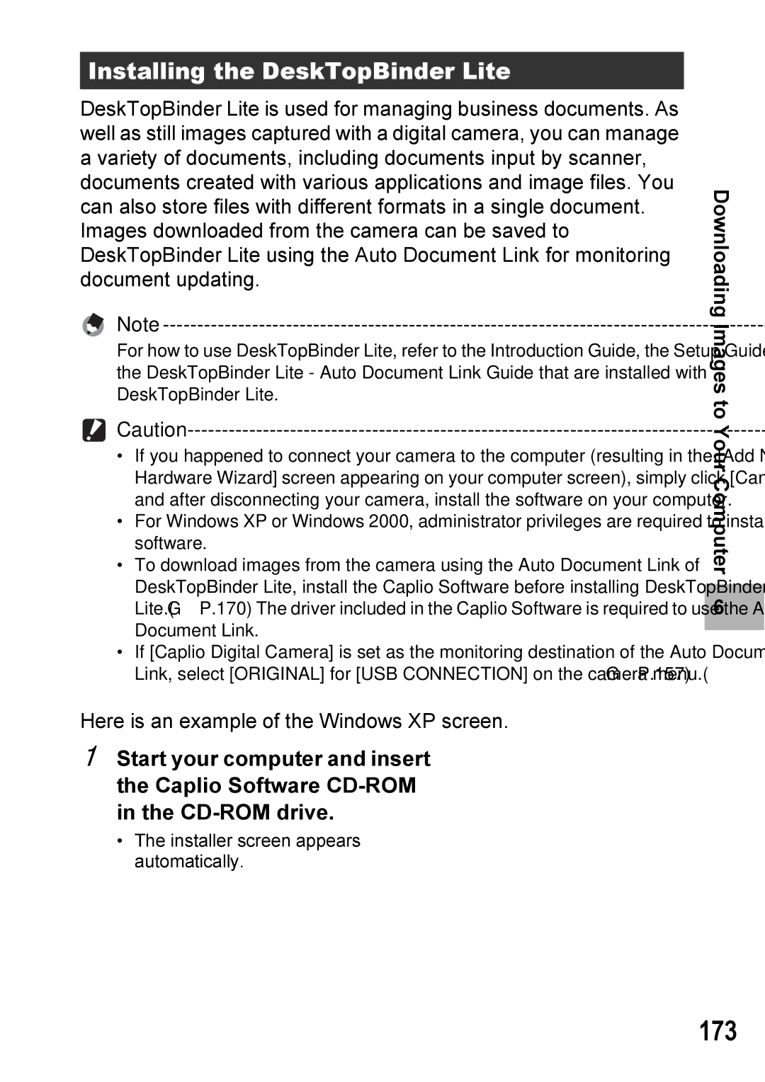 Ricoh GX100VF manual 173, Installing the DeskTopBinder Lite 