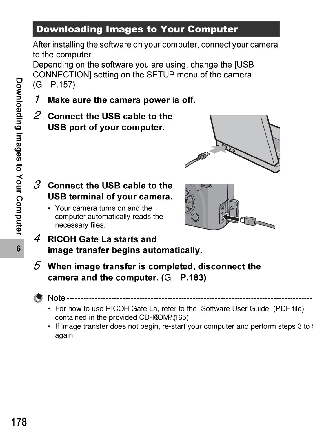 Ricoh GX100VF manual 178, Downloading Images to Your Computer 