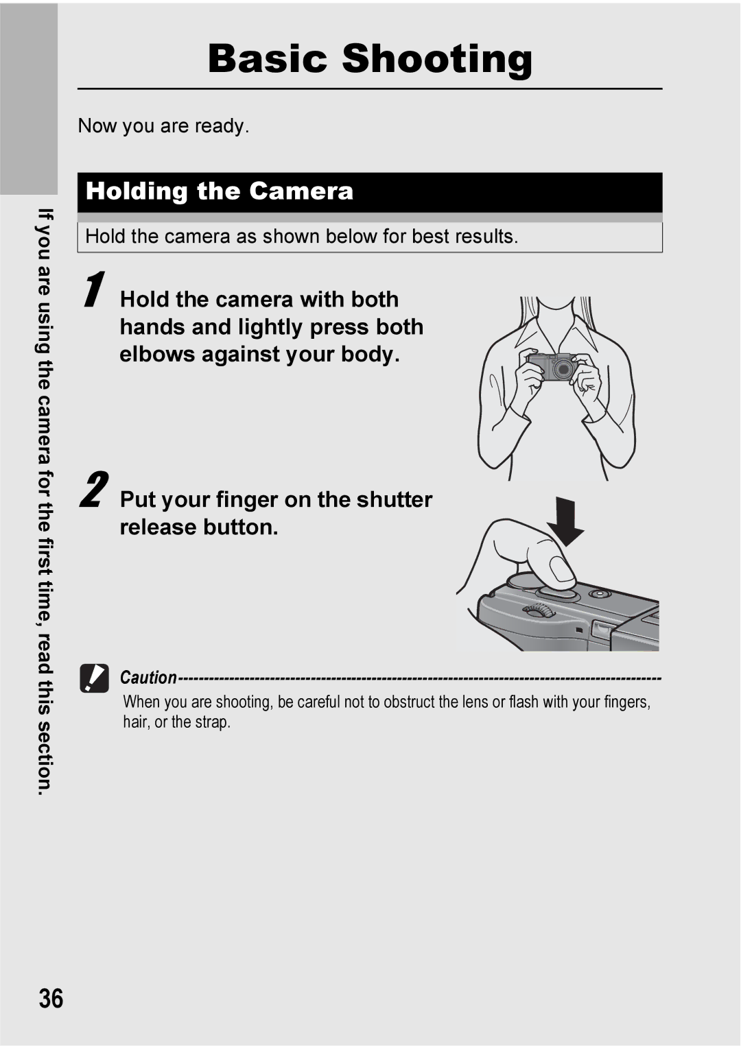 Ricoh GX100VF manual Basic Shooting, Holding the Camera 