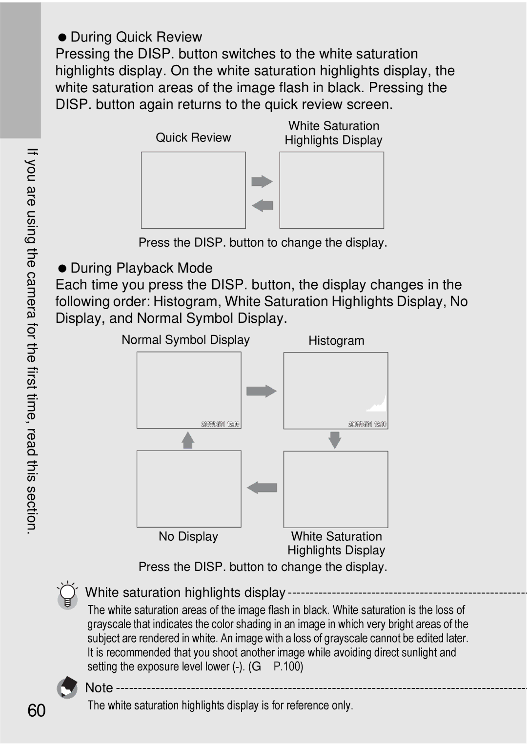 Ricoh GX100VF manual During Playback Mode, White saturation highlights display 