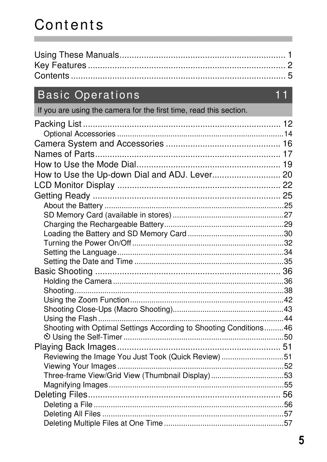 Ricoh GX100VF manual Contents 