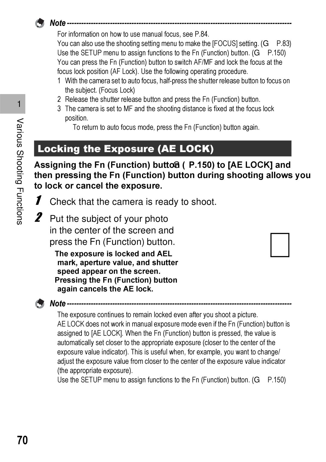 Ricoh GX100VF manual Locking the Exposure AE Lock 