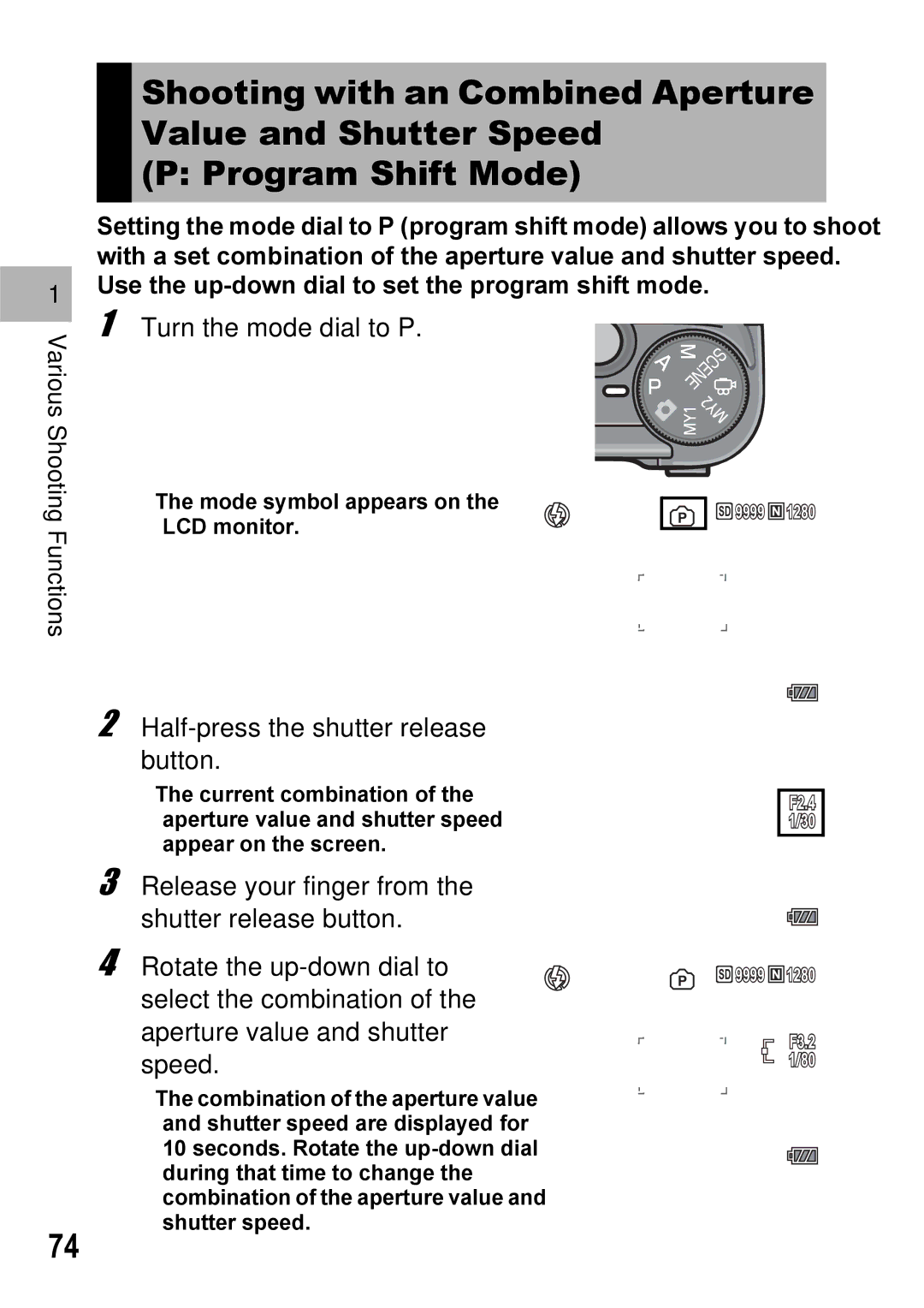 Ricoh GX100VF manual Mode symbol appears on 