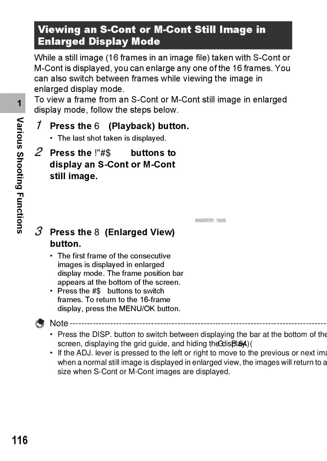 Ricoh GX200 VF KIT manual 116, Press the 6 Playback button, Press the 8 Enlarged View button 