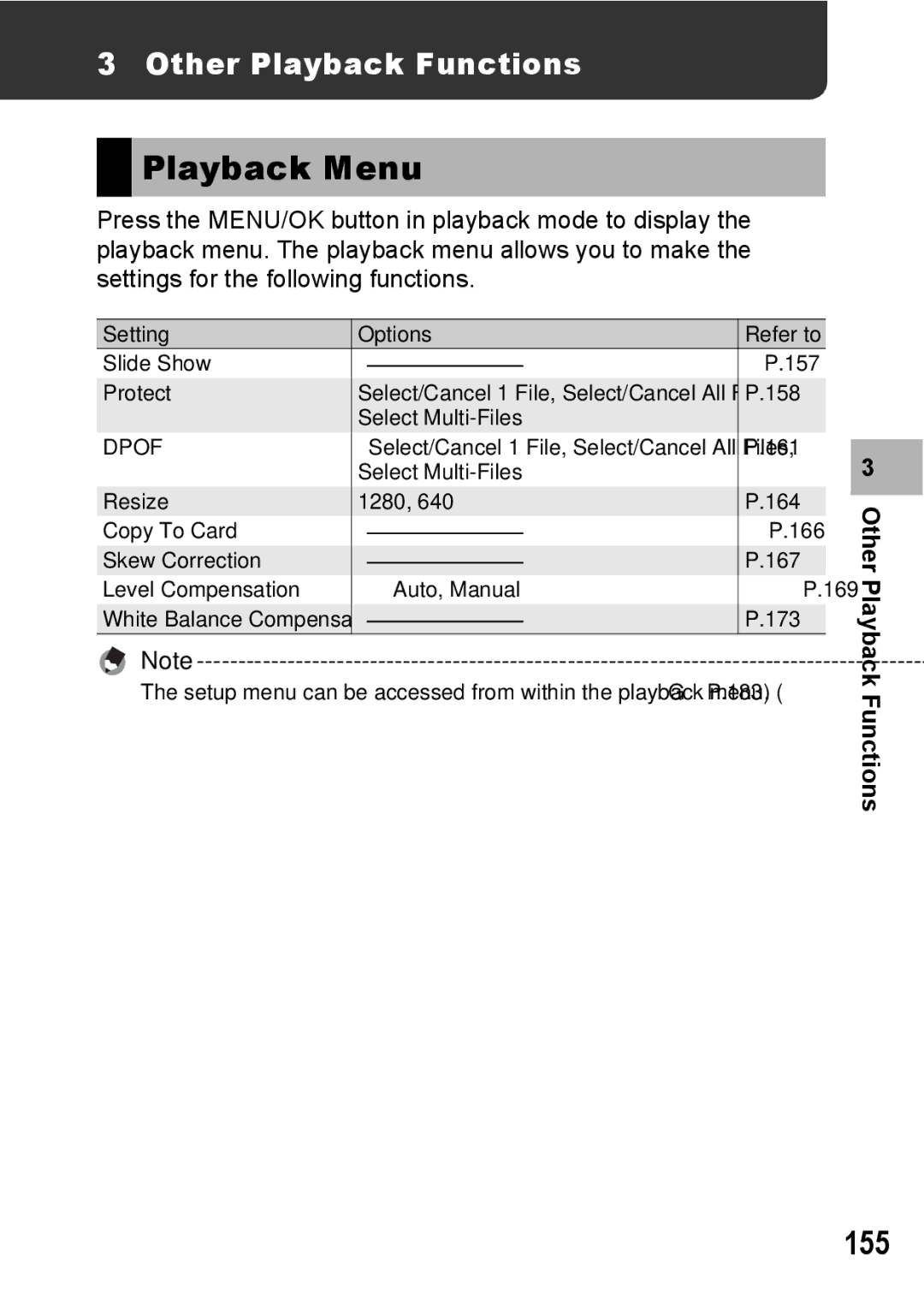 Ricoh GX200 VF KIT manual Playback Menu, 155, Other Playback Functions 