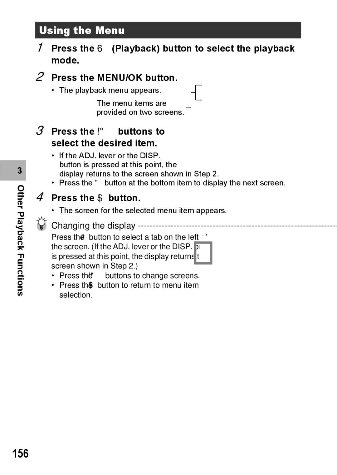 Ricoh GX200 VF KIT manual 156, Using the Menu 