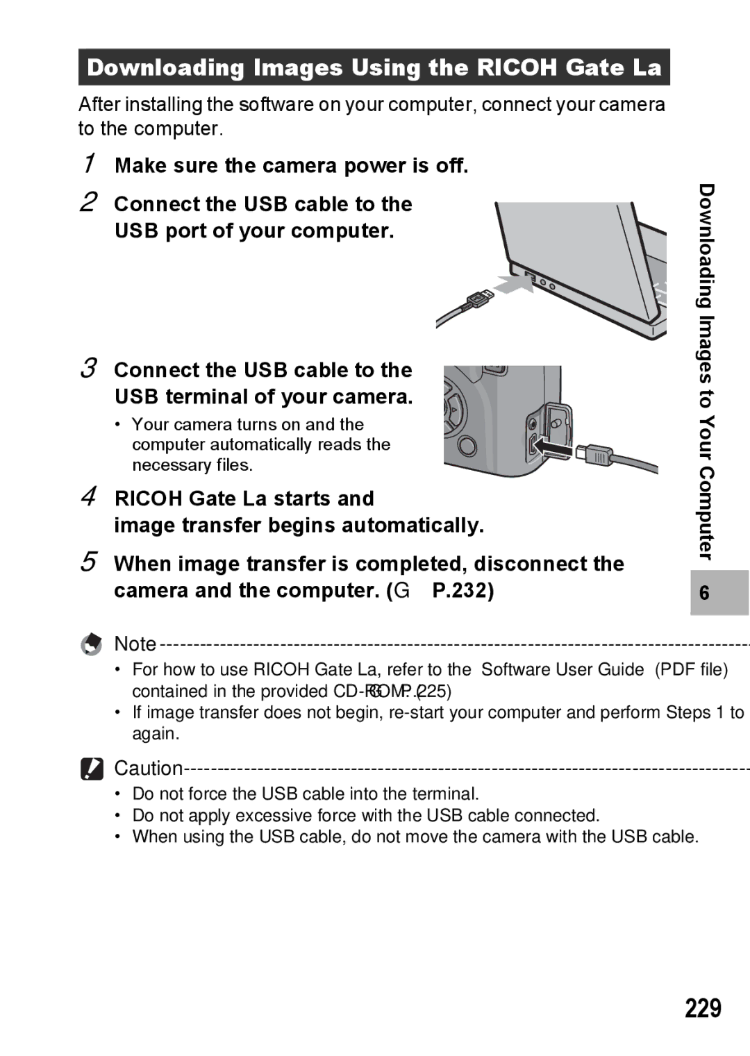 Ricoh GX200 VF KIT manual 229, Downloading Images Using the Ricoh Gate La 