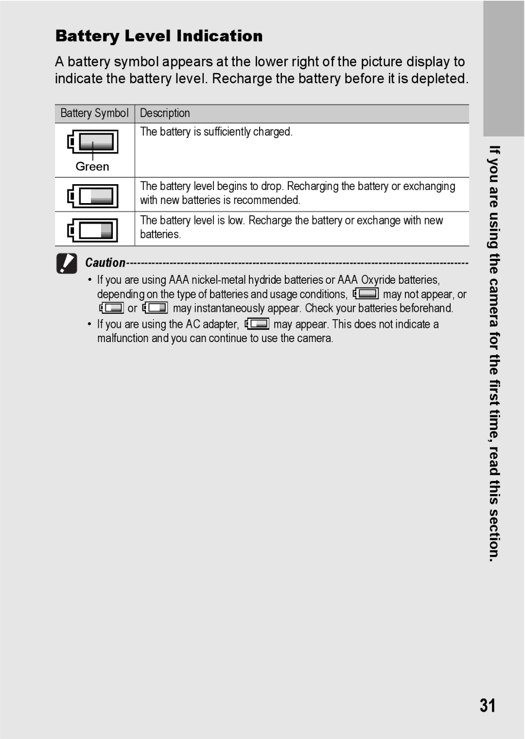 Ricoh GX200 VF KIT manual Battery Level Indication 