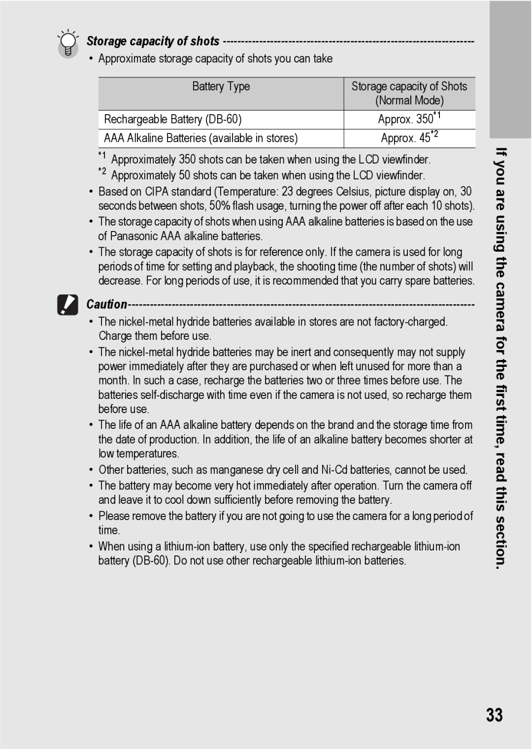 Ricoh GX200 VF KIT manual Storage capacity of shots 