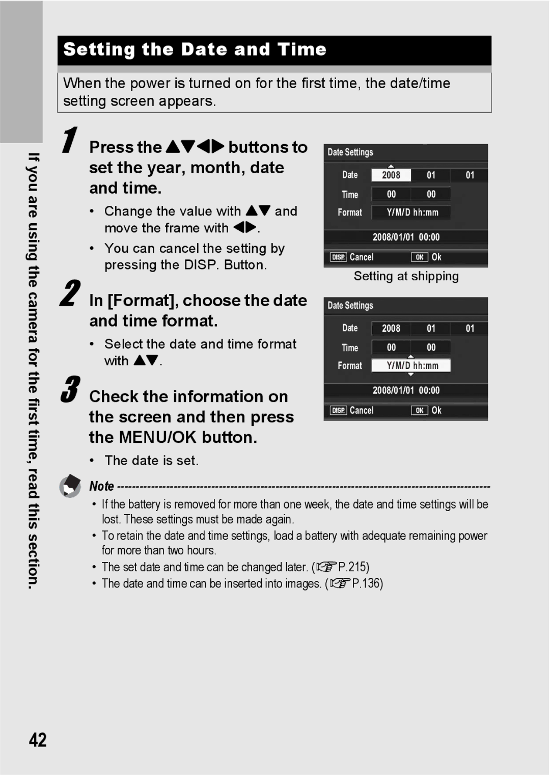 Ricoh GX200 VF KIT manual Setting the Date and Time, Press the !#$buttons to set the year, month, date and time 