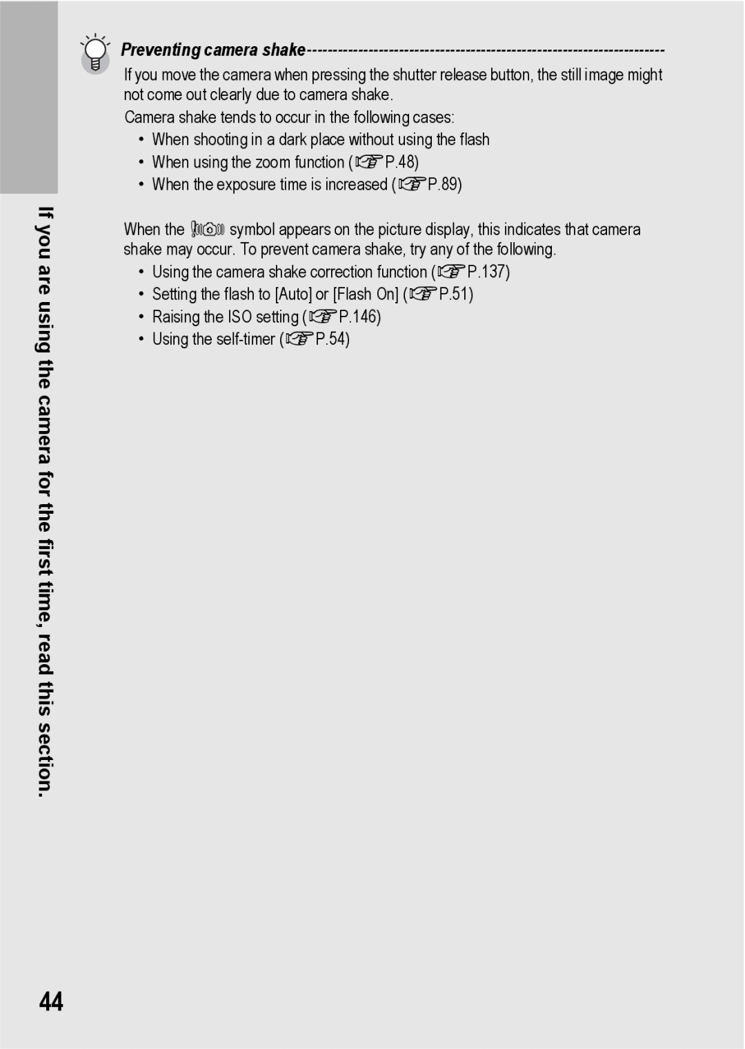 Ricoh GX200 VF KIT manual Preventing camera shake 