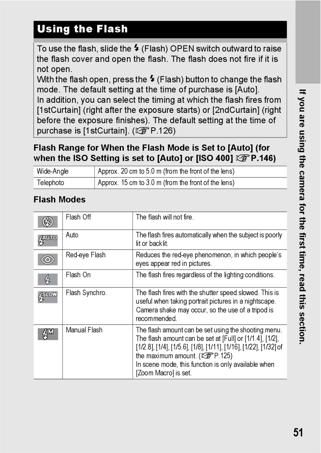 Ricoh GX200 VF KIT manual Using the Flash, Flash Modes 