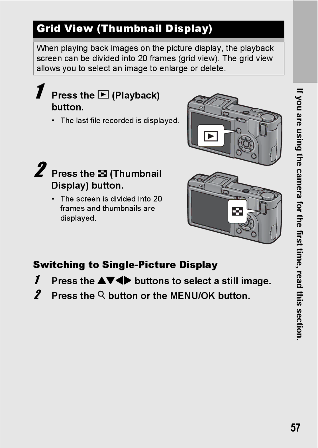 Ricoh GX200 VF KIT manual Grid View Thumbnail Display, Press the 9 Thumbnail Display button 