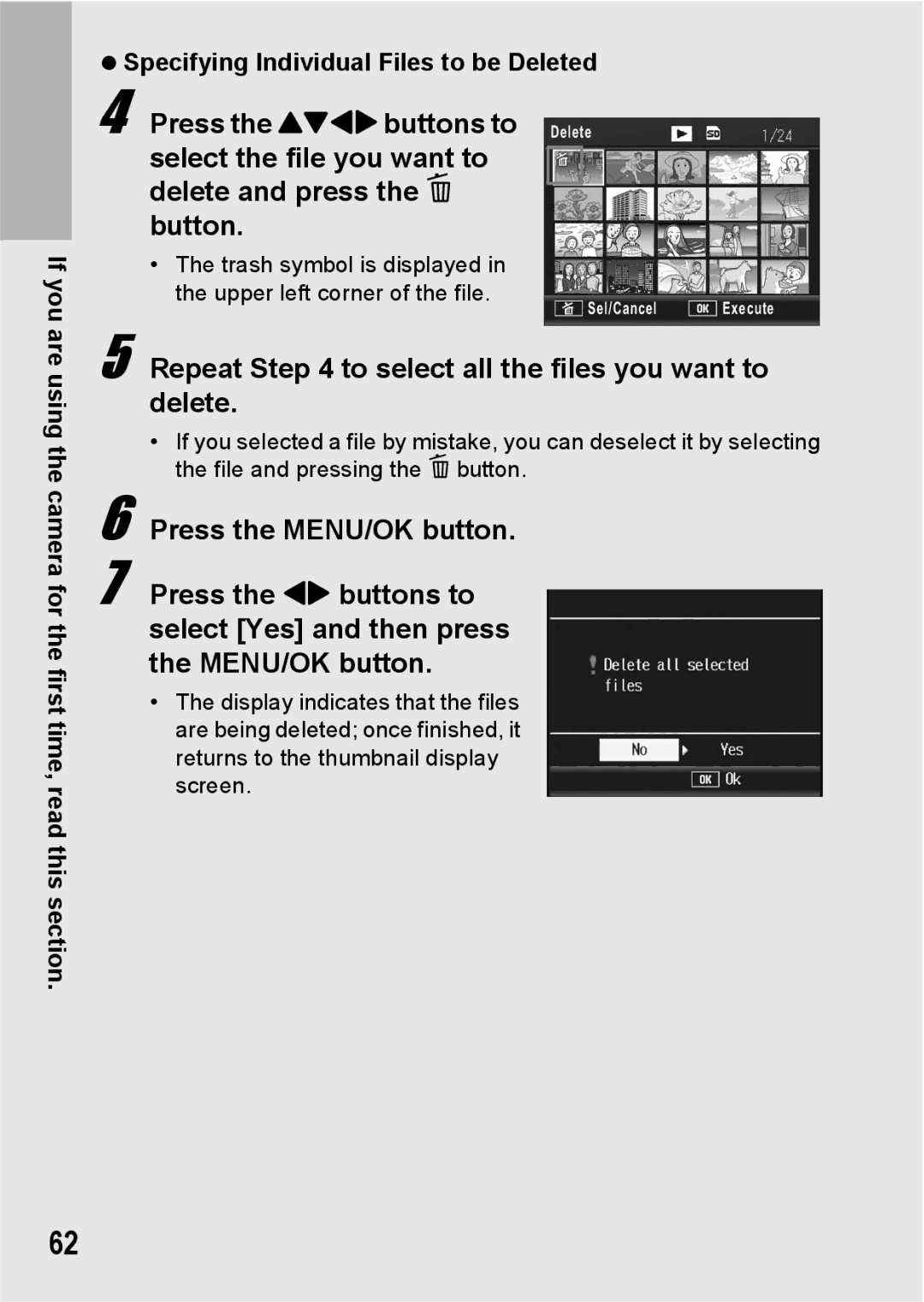 Ricoh GX200 VF KIT manual Repeat to select all the files you want to delete 