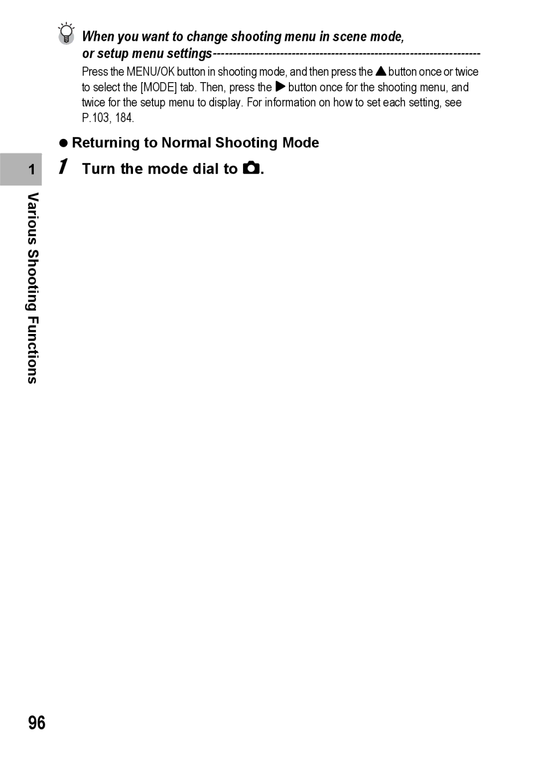 Ricoh GX200 VF KIT manual Returning to Normal Shooting Mode Turn the mode dial to 