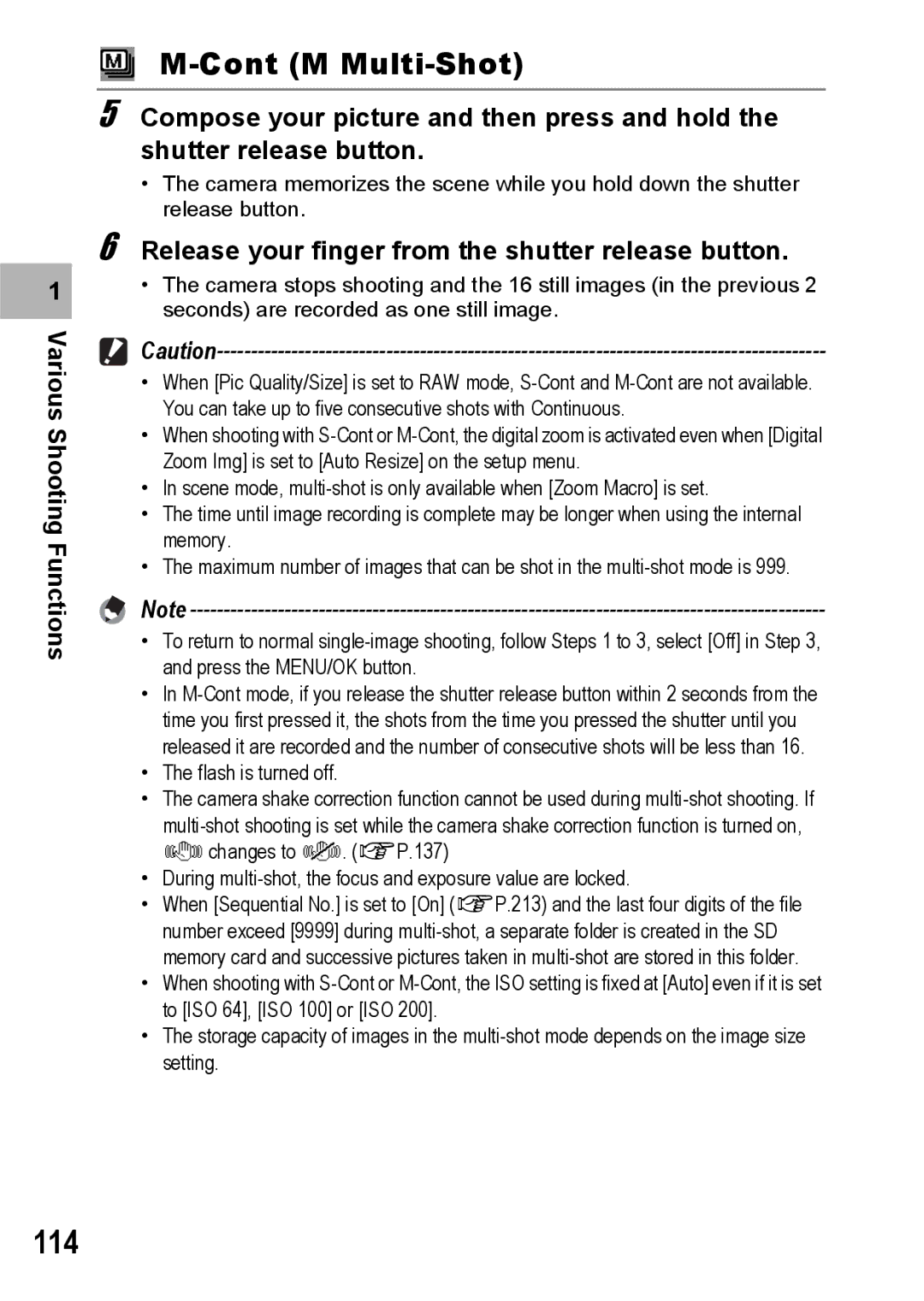 Ricoh GX200 manual 114, Release your finger from the shutter release button 