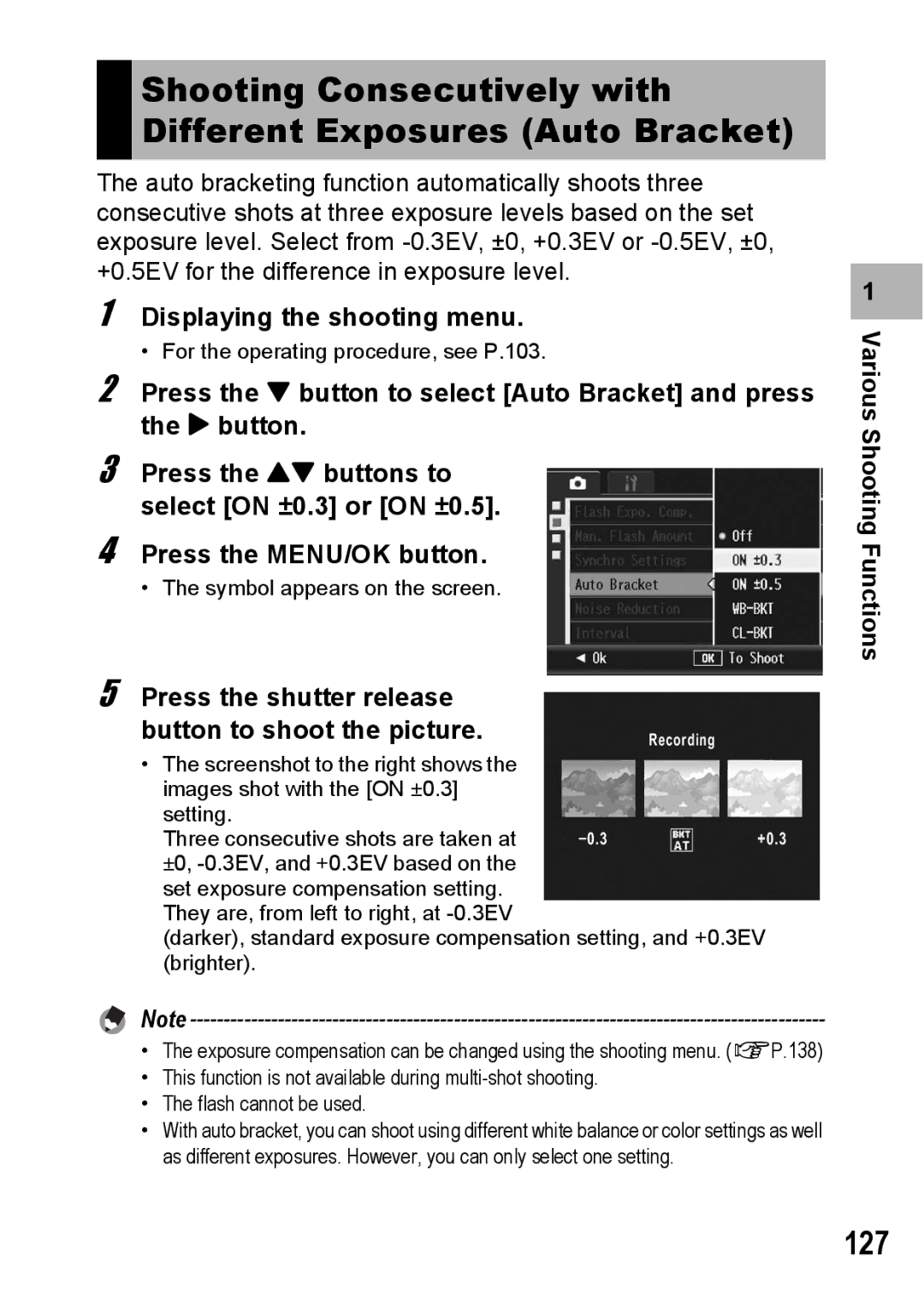 Ricoh GX200 manual 127, Press the shutter release 