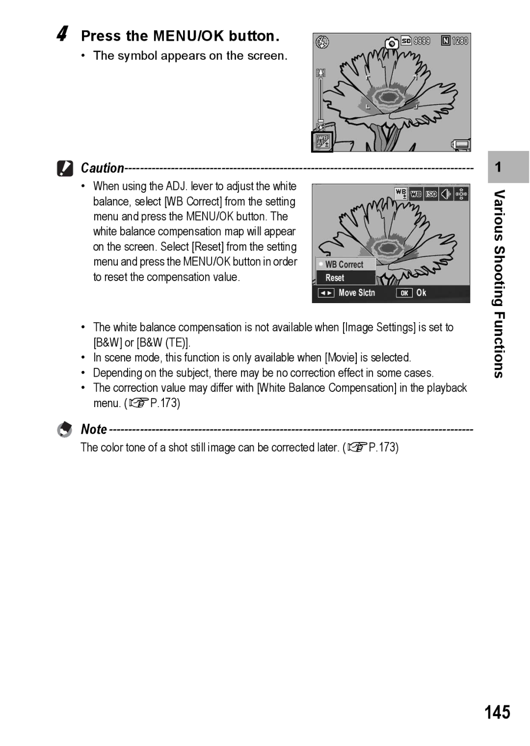 Ricoh GX200 manual 145, Various Shooting 