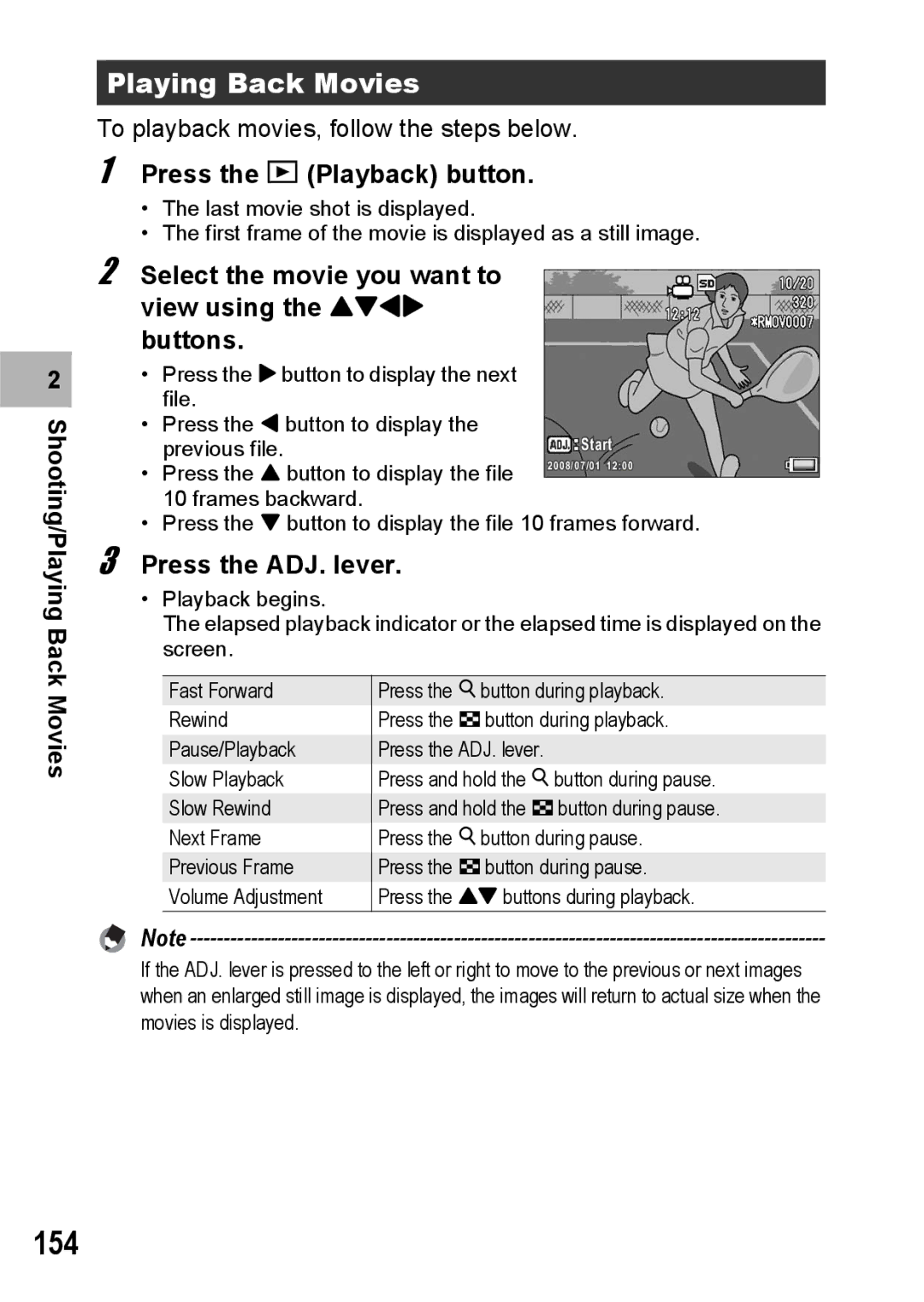 Ricoh GX200 manual 154, Playing Back Movies, Select the movie you want to view using the !#$ buttons 